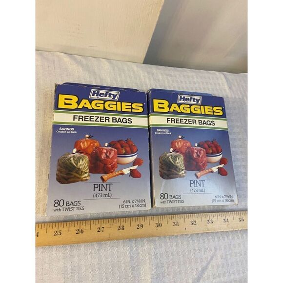 1994 Hefty freezer baggies new vintage pint 2 sealed boxes - Picture 1 of 2